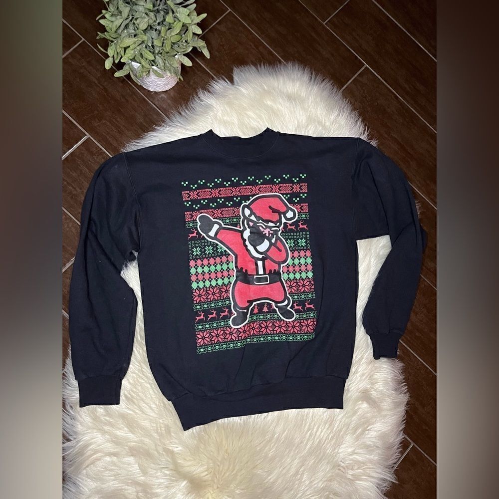 Hanes comfort blend black holiday screen print sweatshirt sz small